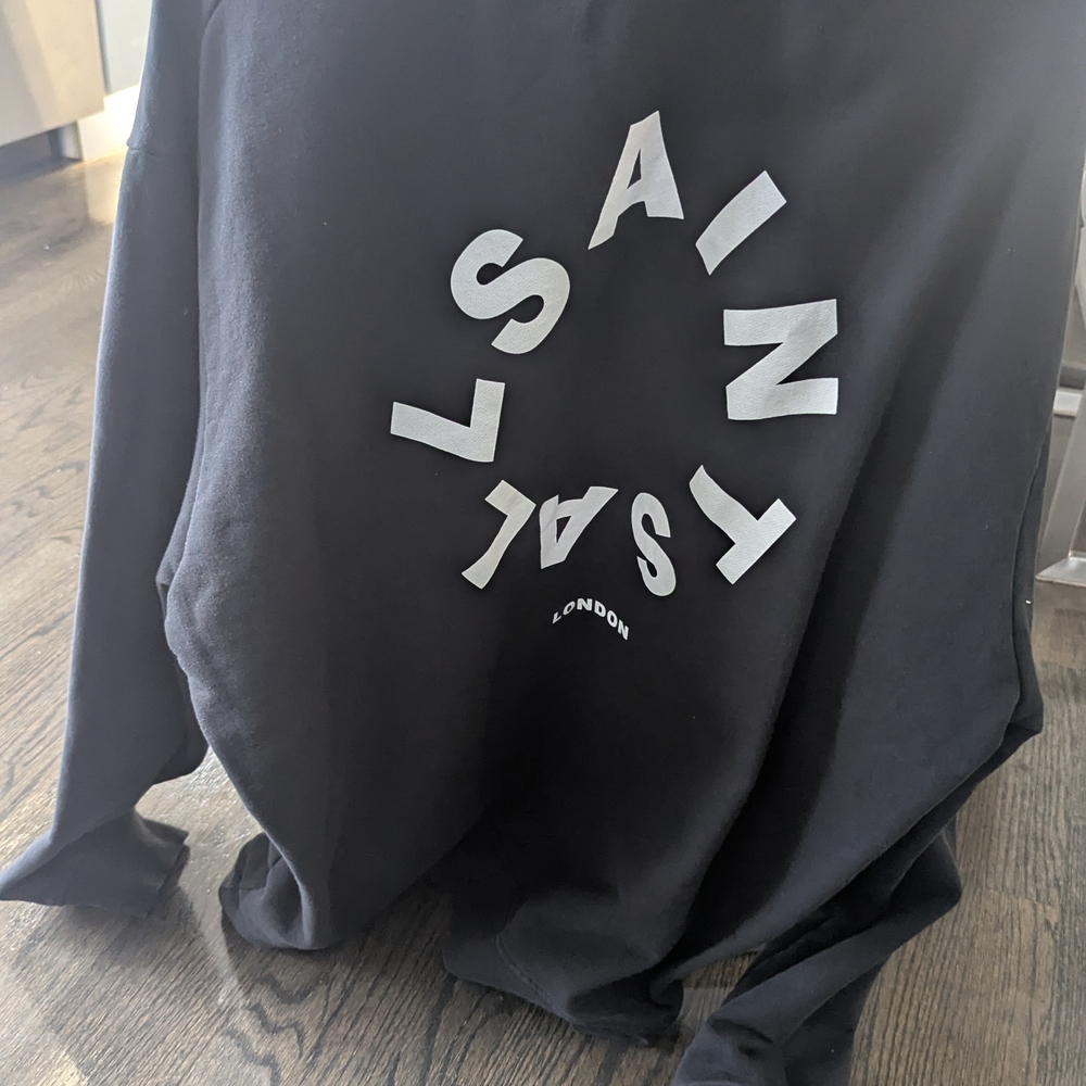 All Saints Black Sweatshirt with White Logo